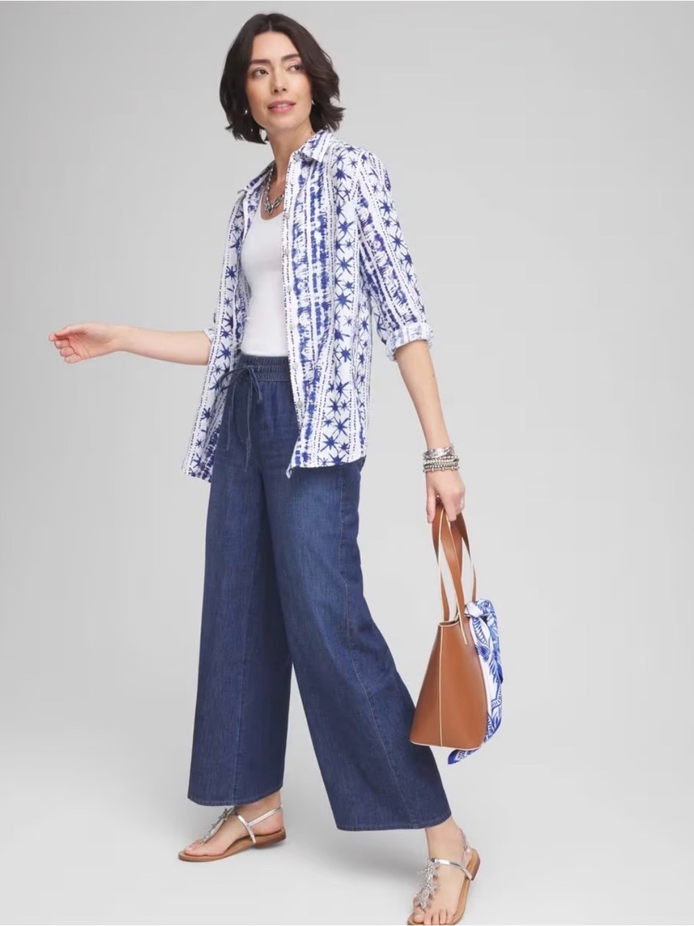 NWT Chico's Lightweight Wide-Leg Ankle Jeans size 12 petite summer blue comfy